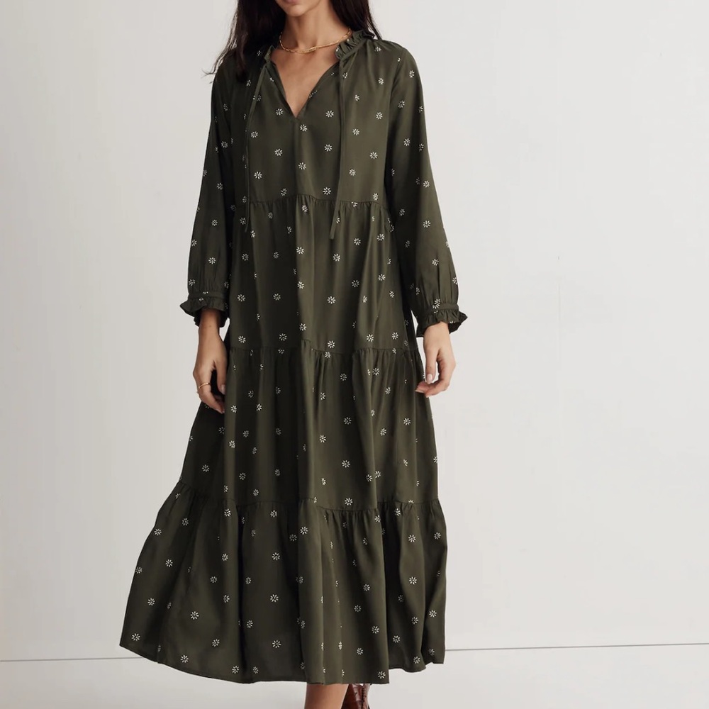 Madewell Olive Green Floral Dress